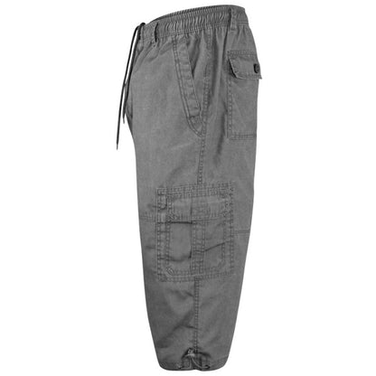 Plus Size Mason 3/4 Long Cargo Shorts Dark Grey