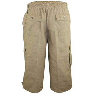 D555 Plus Size Mason 3/4 Long Cargo Shorts Sand