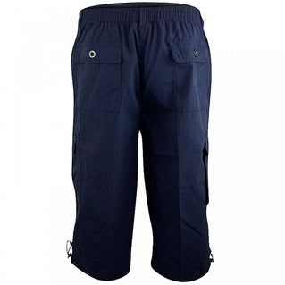 D555 Plus Size Mason 3/4 Long Cargo Shorts Navy