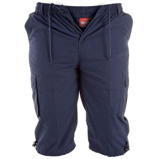 D555 Plus Size Mason 3/4 Long Cargo Shorts Navy