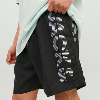 Jack & Jones Plus Size Fiji Splice Logo Swim Shorts Black