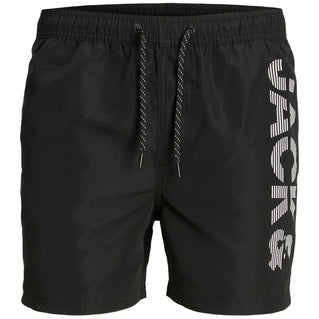 Jack & Jones Plus Size Fiji Splice Logo Swim Shorts Black