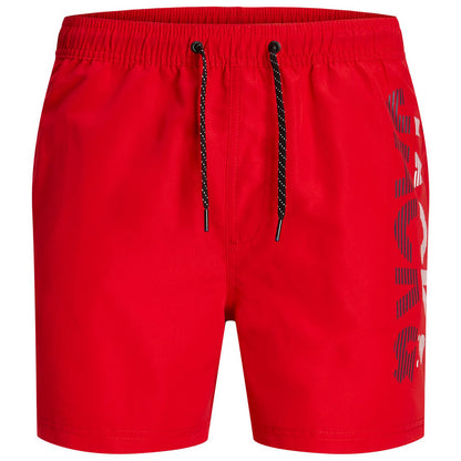 Plus Size Fiji Splice Logo Swim Shorts Chinese Red