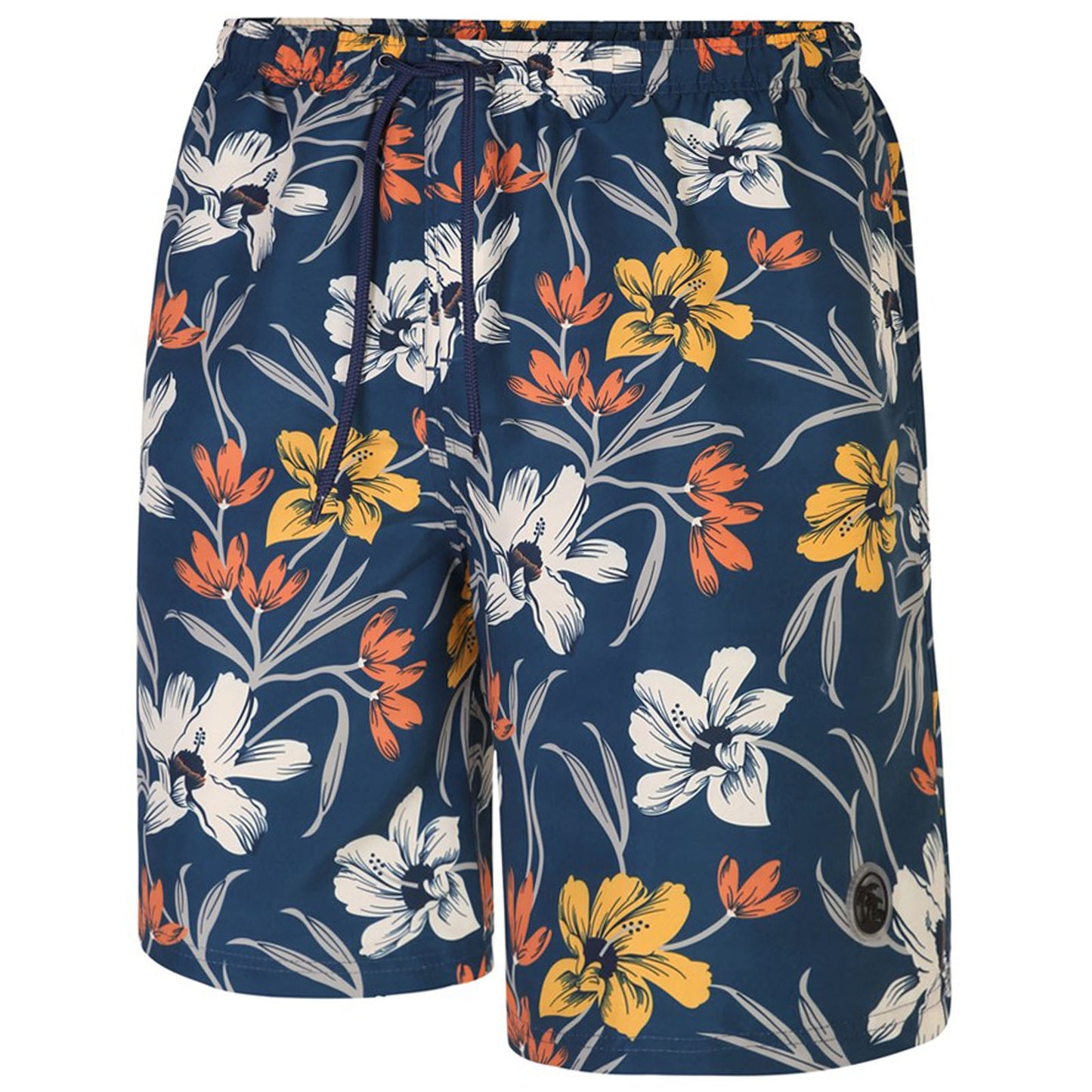 Plus Size Sw091 Hibiscous Print Swim Shorts Navy