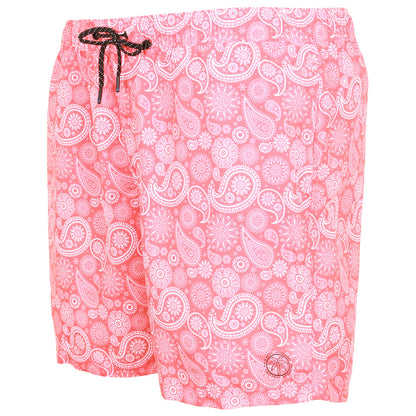 Plus Size Fiji Paisley Swim Shorts Hot Coral