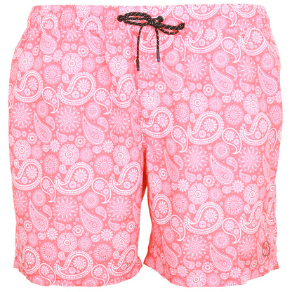 Plus Size Fiji Paisley Swim Shorts Hot Coral