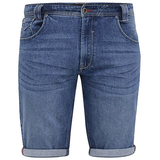 D555 Plus Size Jones Stretch Denim Shorts Blue Stonewash