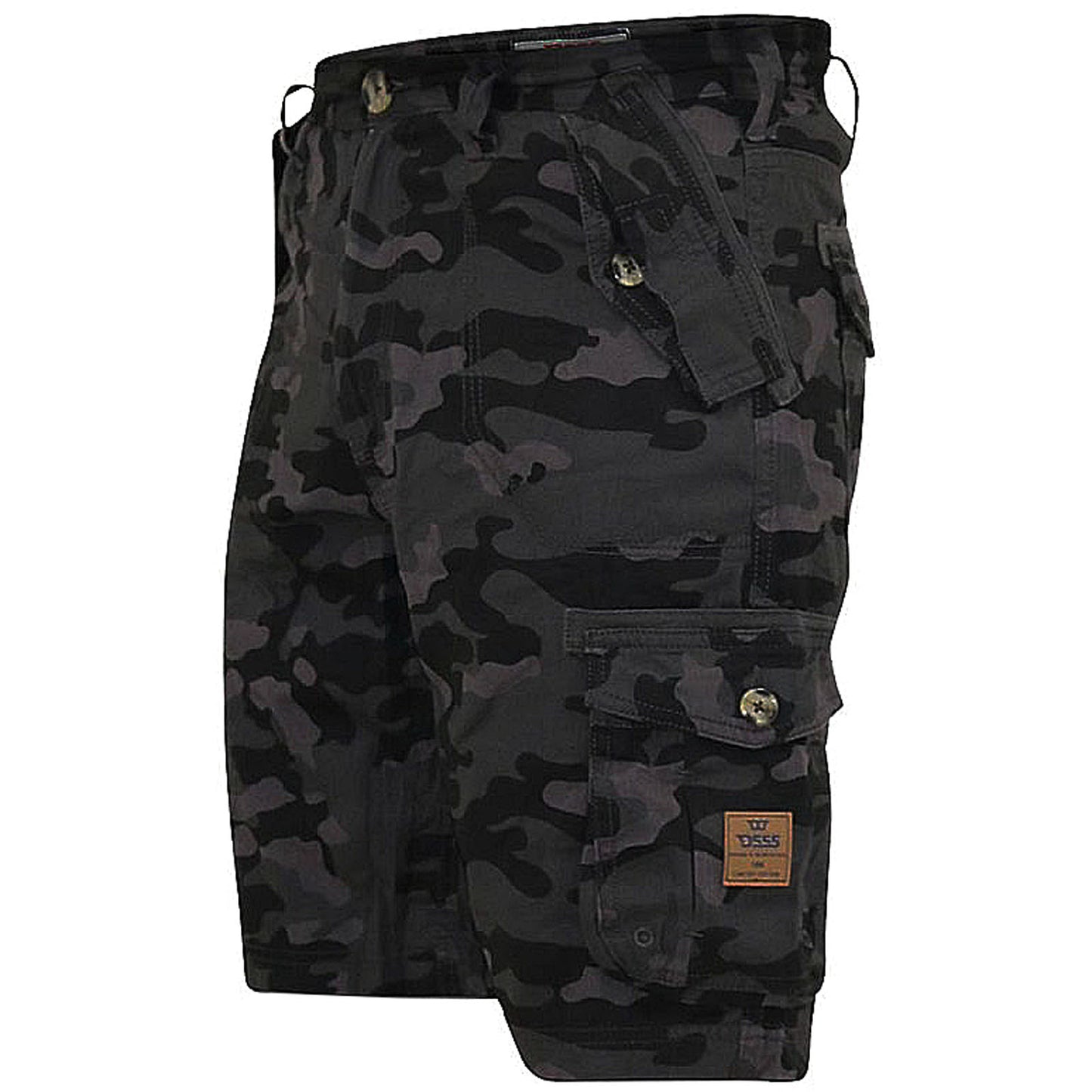 Plus Size Zavier Cotton Cargo Shorts Black Camo