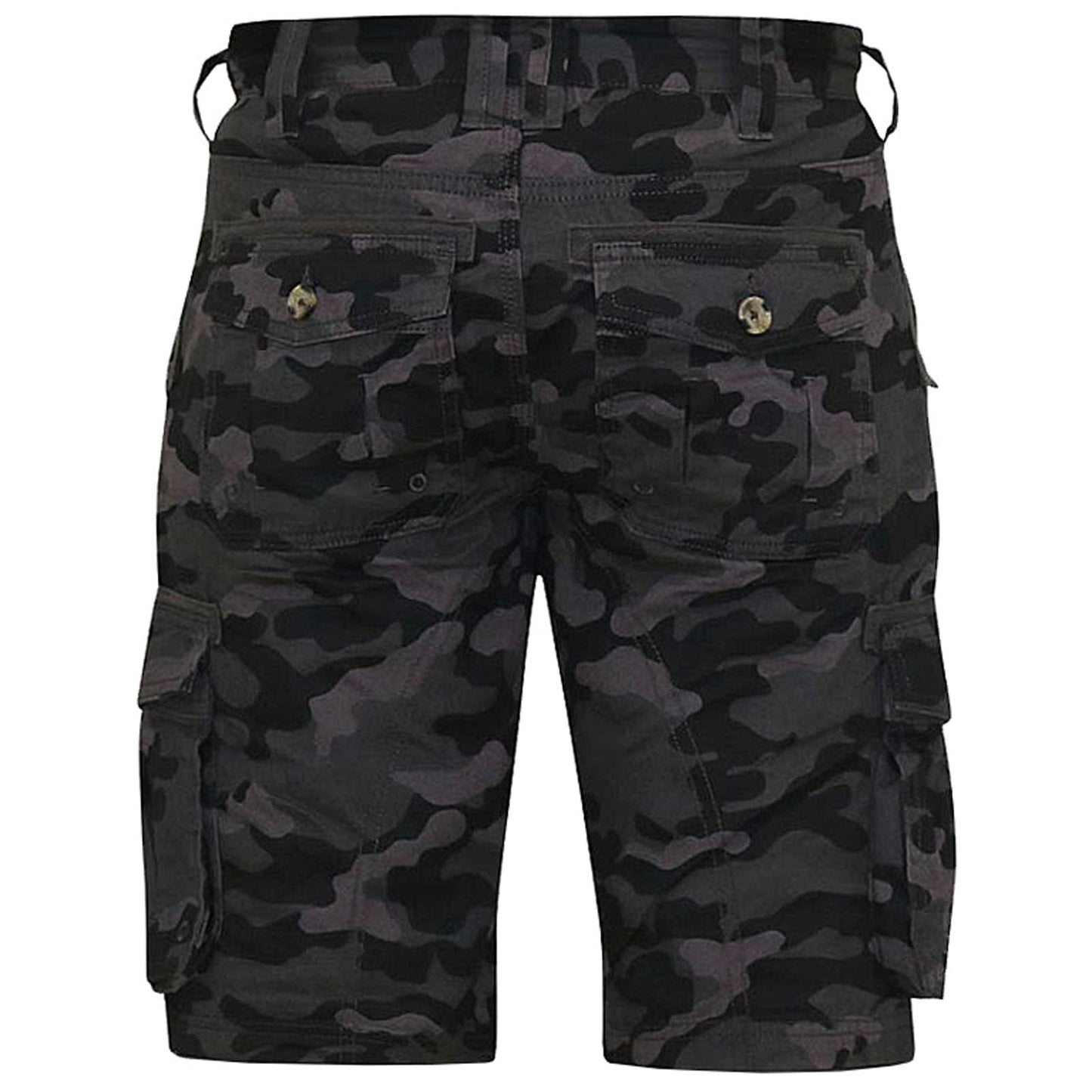 Plus Size Zavier Cotton Cargo Shorts Black Camo