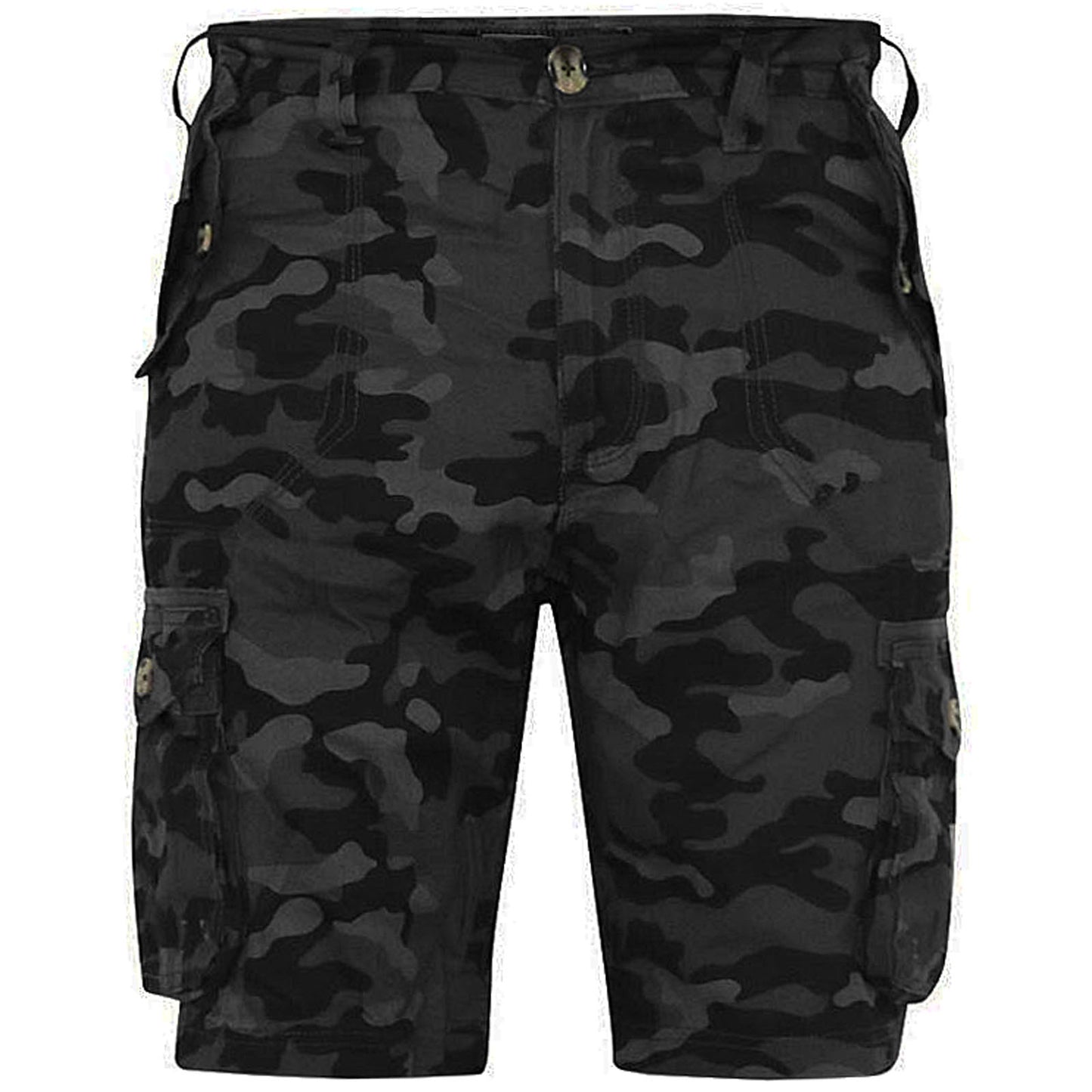 Plus Size Zavier Cotton Cargo Shorts Black Camo