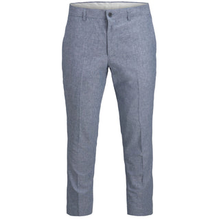 Jack & Jones Plus Size Riviera Linen Slim Trousers Chambray Blue