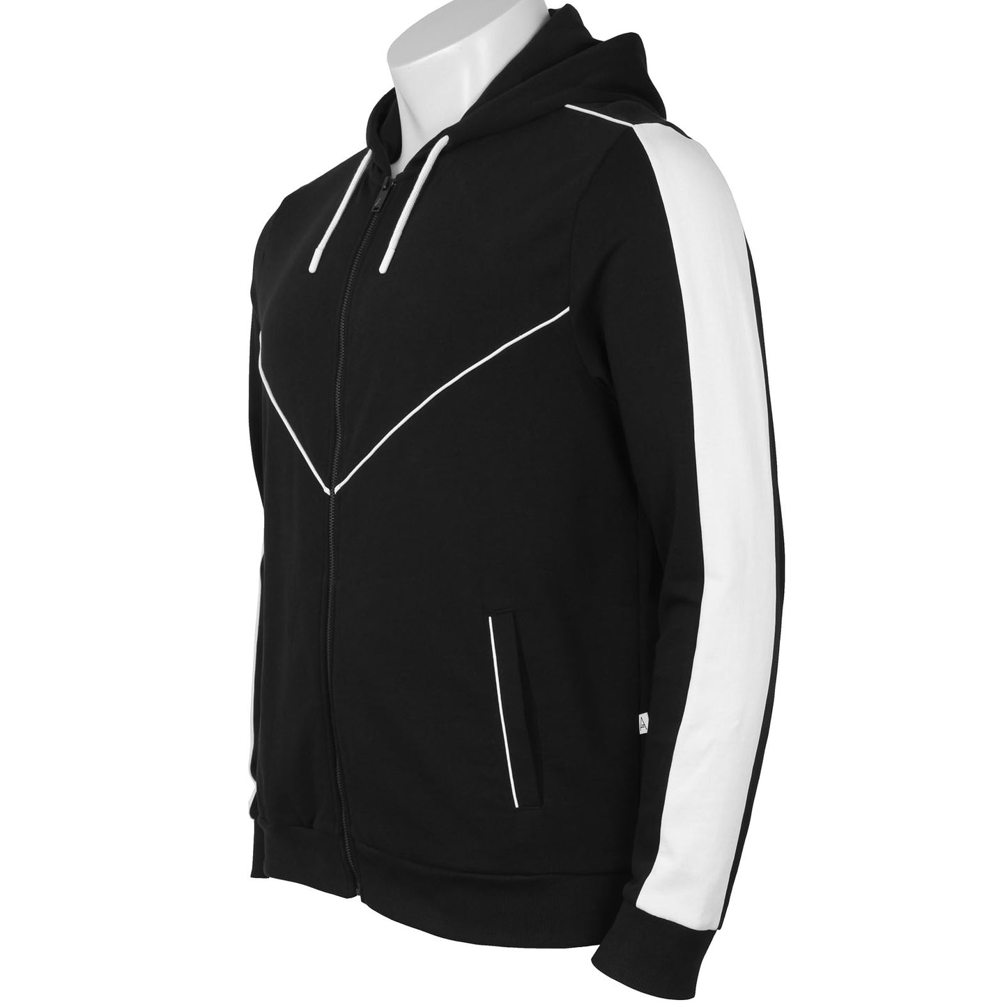 Sm4213 Craig Piped Panel Zip Hoodie Black