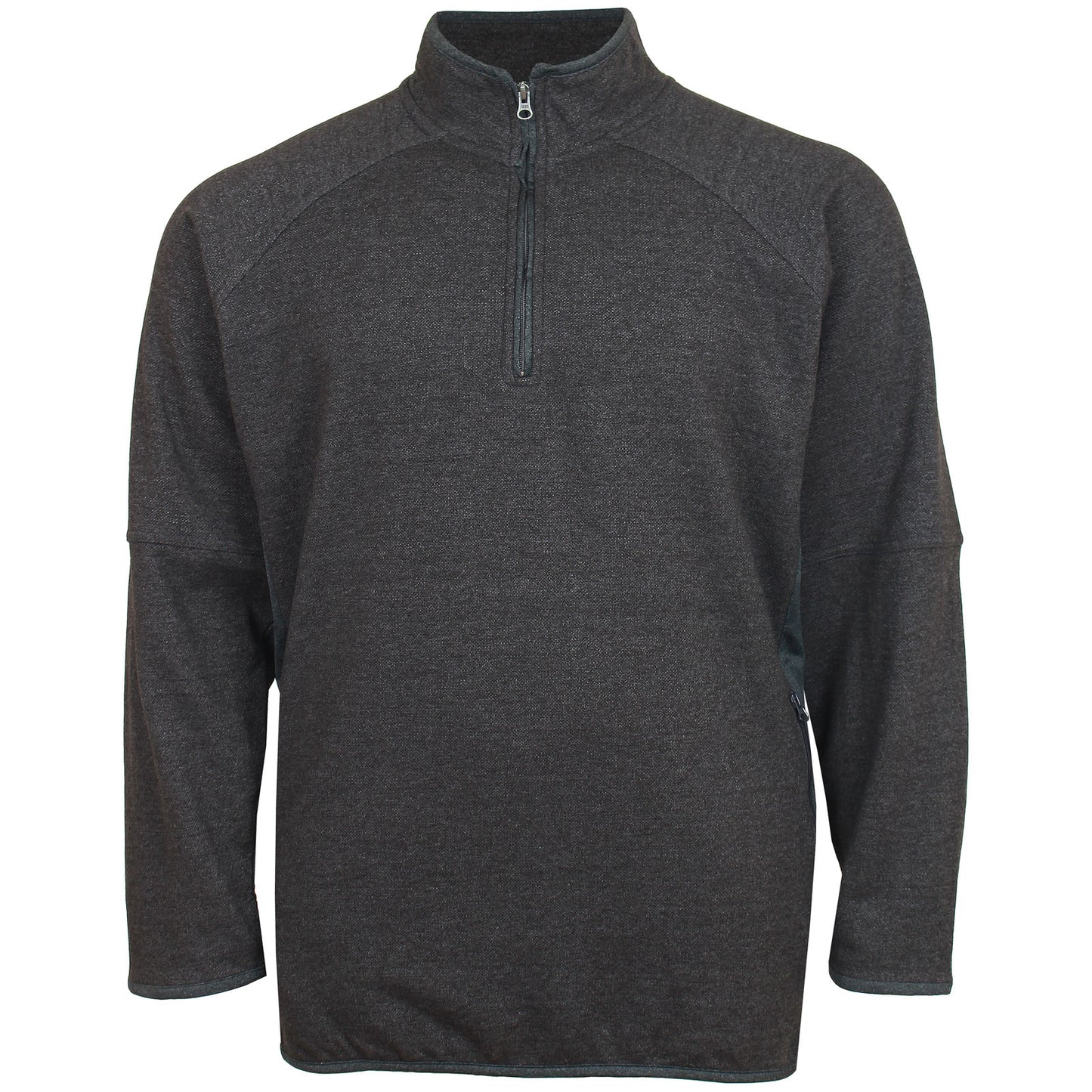 Plus Size Kbs7062 1/4 Zip Twisted Pique Sweatshirt Charcoal