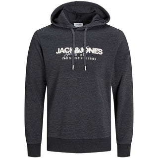 Jack & Jones Plus Size Alvis Graphic Overhead Hoodie Black Melange