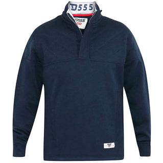 D555 Plus Size Swann Quilted 1/4 Zip Sweatshirt Navy