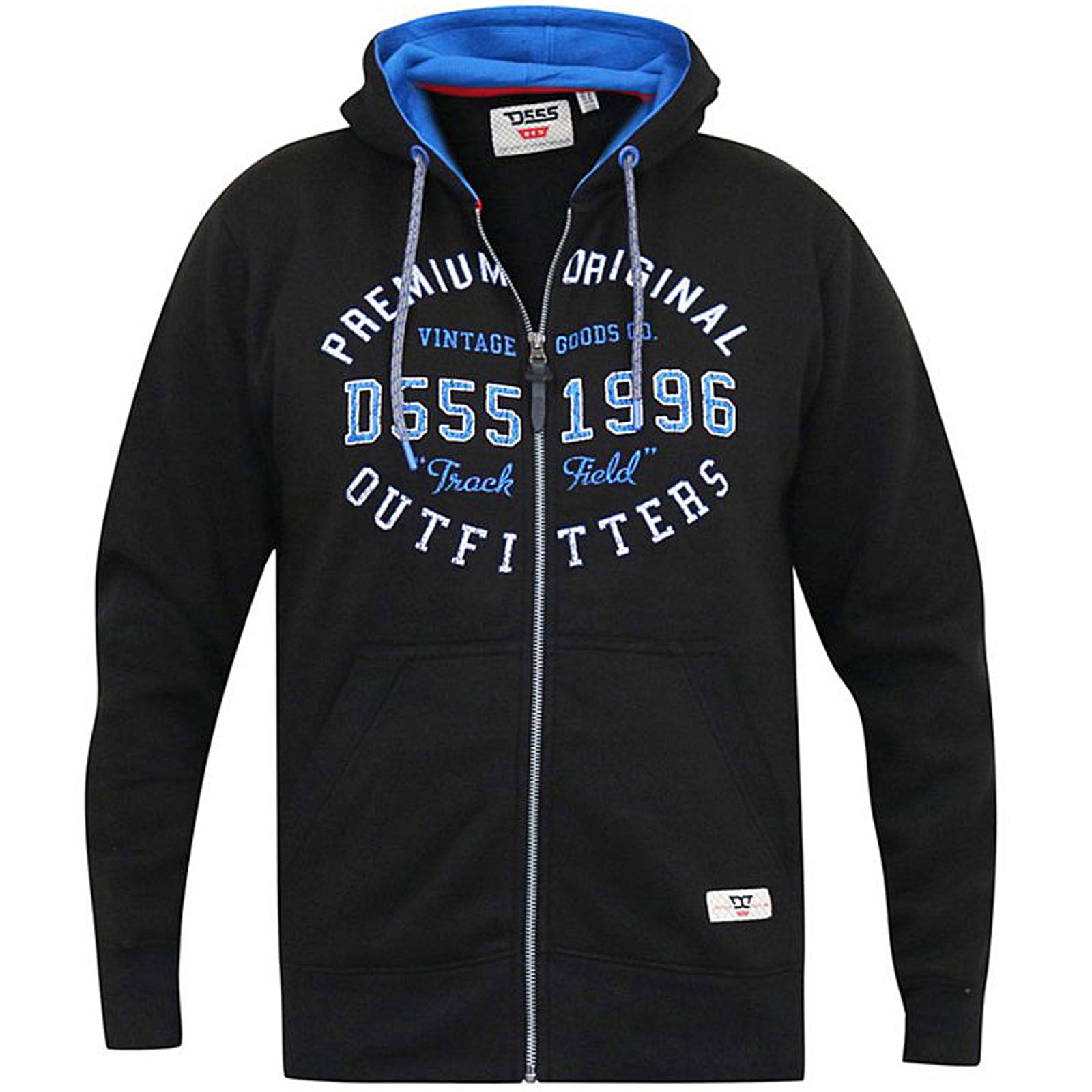 D555 Plus Size Lingard Zip Hoodie Black Bigboys