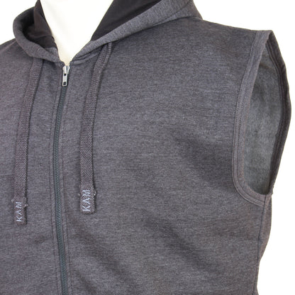 Kam Jeans Plus Size Zip Through Sleeveless Hoodie Charcoal