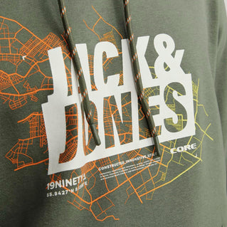 Jack & Jones Plus Size Map Logo Hoodie Agave Green