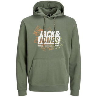 Jack & Jones Plus Size Map Logo Hoodie Agave Green