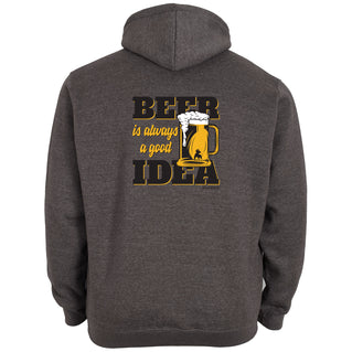 Solid State Plus Size Beer Idea (Back Print) Hoodie Grey Marl