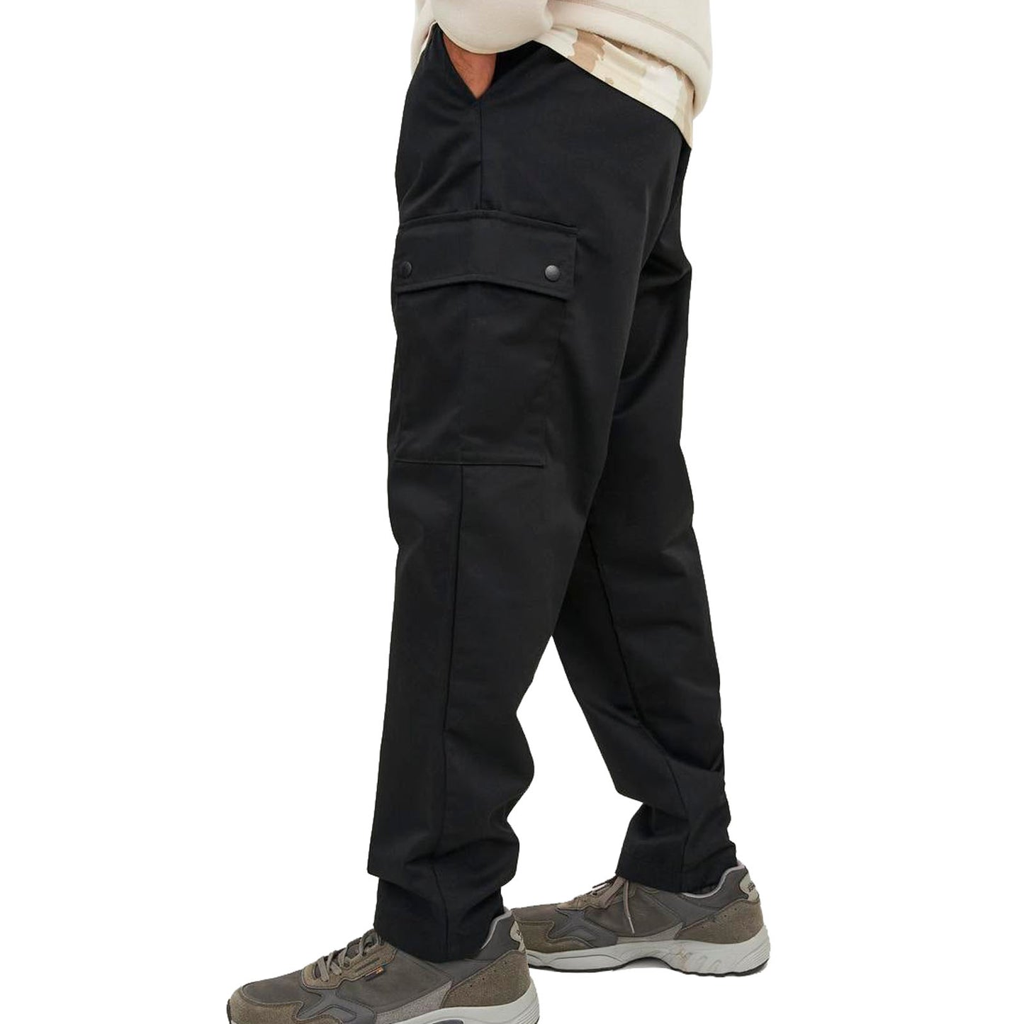 Jack & Jones Plus Size Bill Wide Fit Cargo Joggers Black