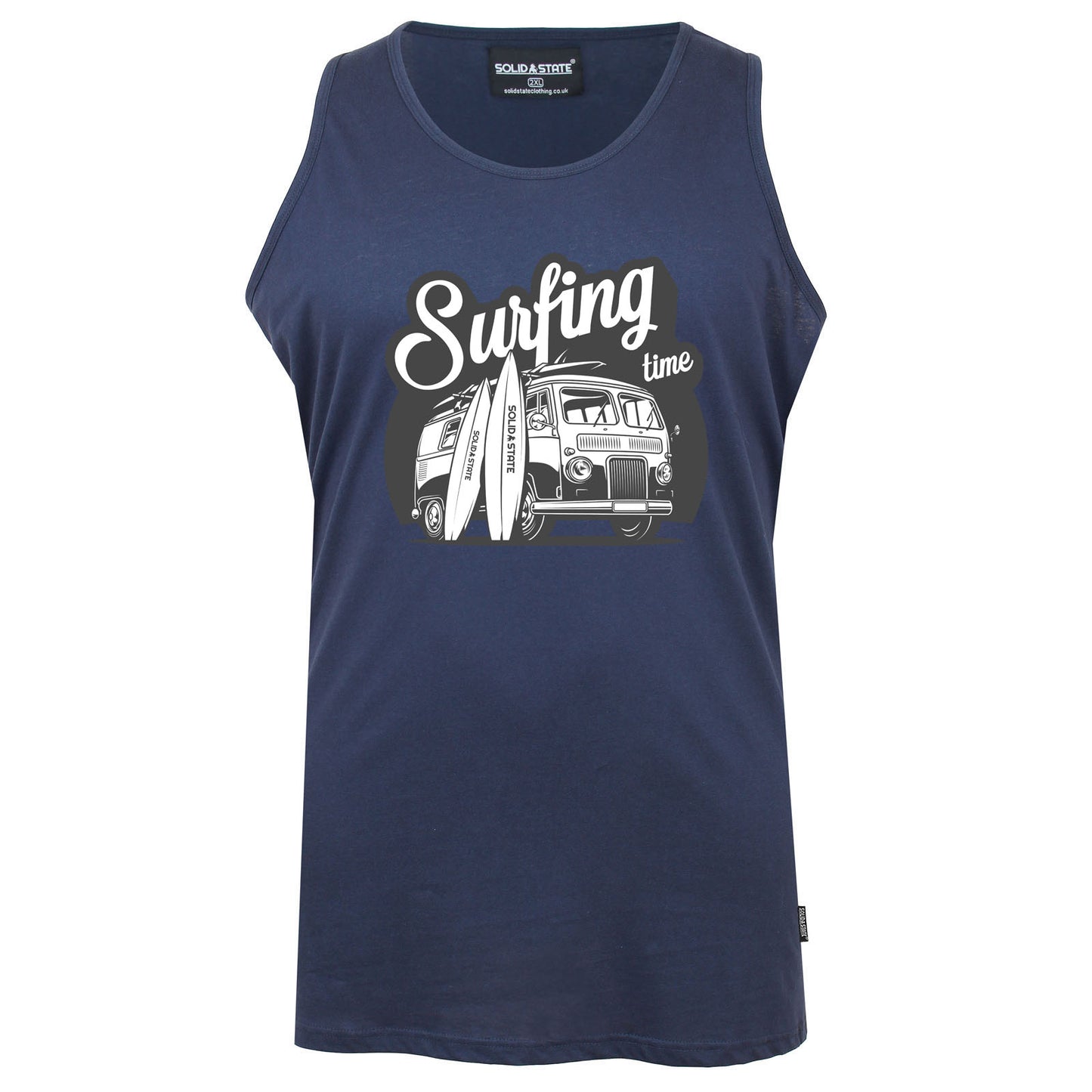 Solid State Plus Size Surfing Camper Muscle Vest Navy