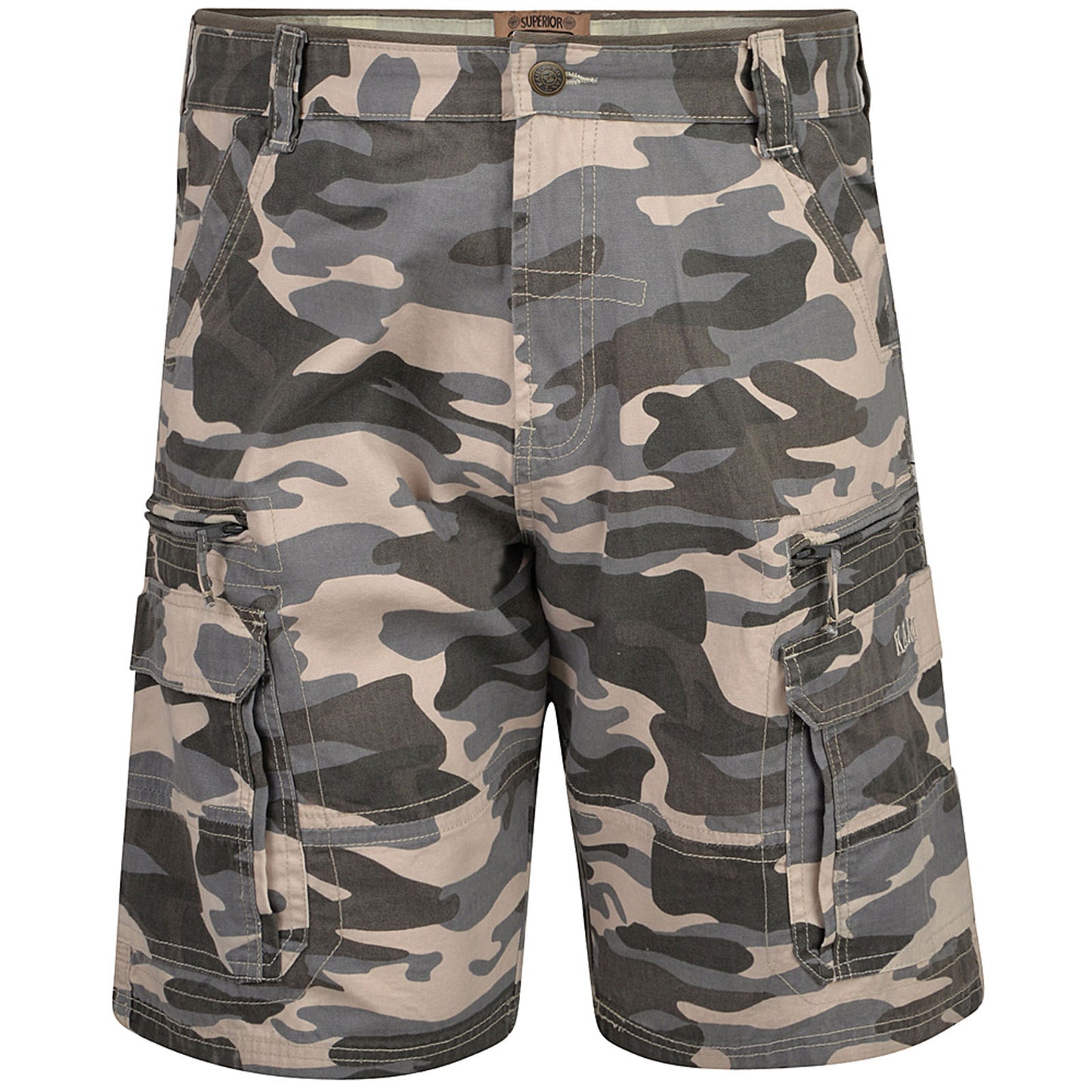 Plus Size 329 Camo Cargo Shorts Charcoal