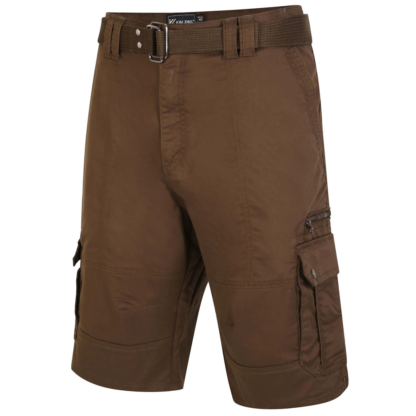 Plus Size 343 Belted Cargo Stretch Shorts Khaki