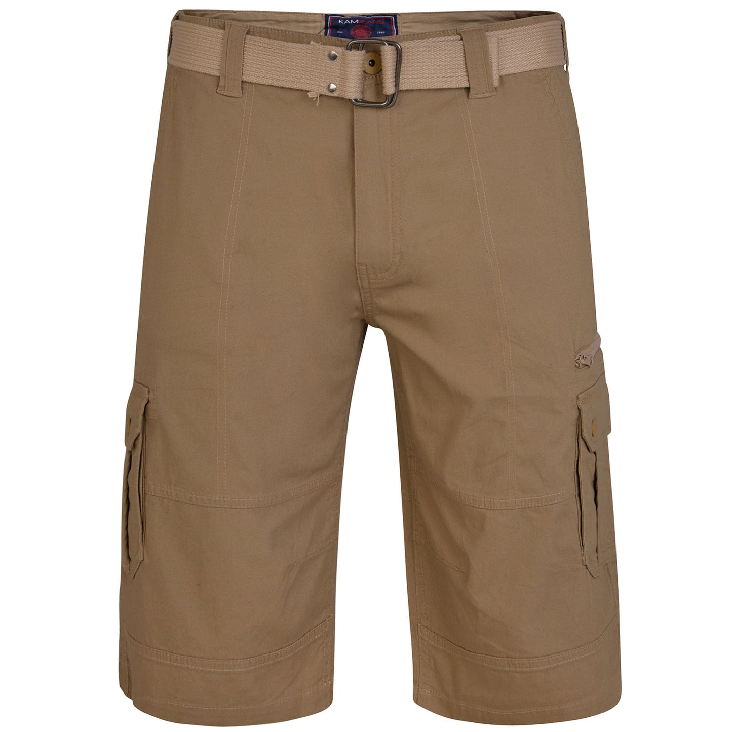 Plus Size 343 Belted Cargo Stretch Shorts Sand