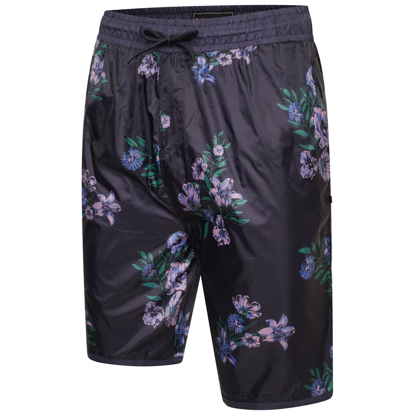 Plus Size 3005 Floral Print Swim Shorts Navy